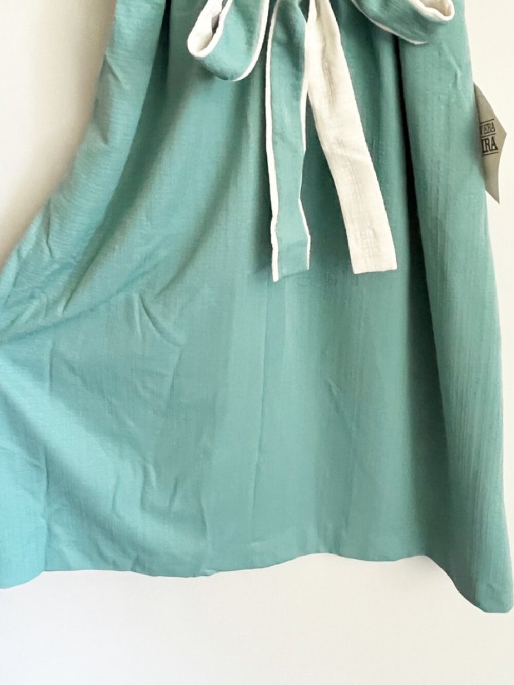 Lady Carol of NY Dress Size 20 Teal White Mod Mandarin Collar Belted Trevira NWT - Picture 3 of 13